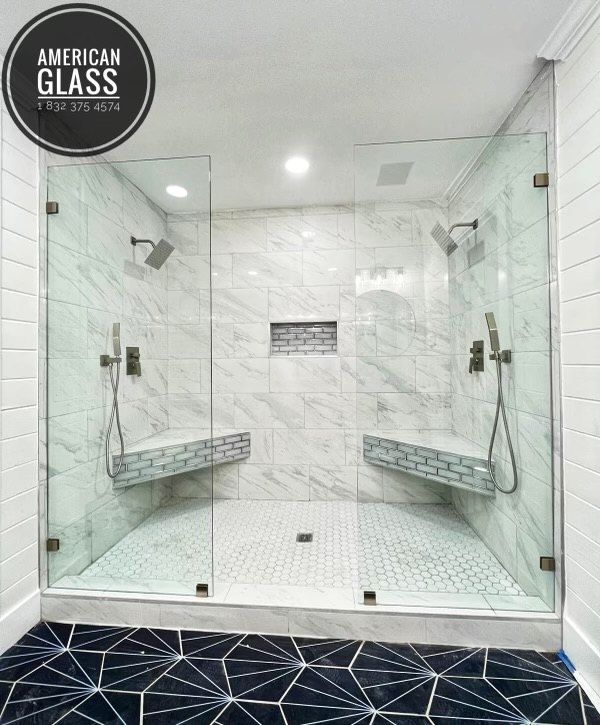 Luxury shower with bench and multiple shower components